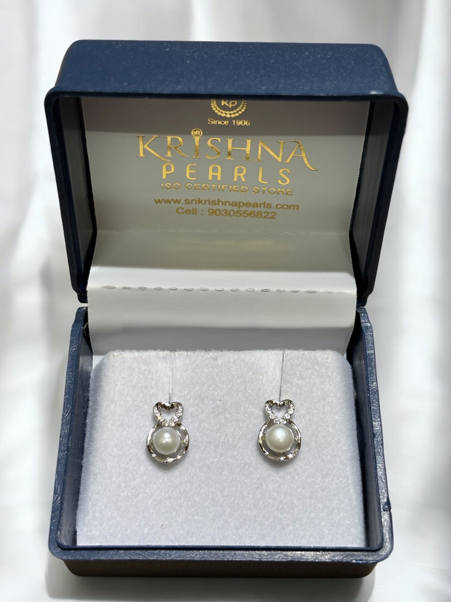 92.5 Pure Silver Cute Heart Pearl Studded Earrings