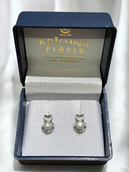 92.5 Pure Silver Cute Heart Pearl Studded Earrings