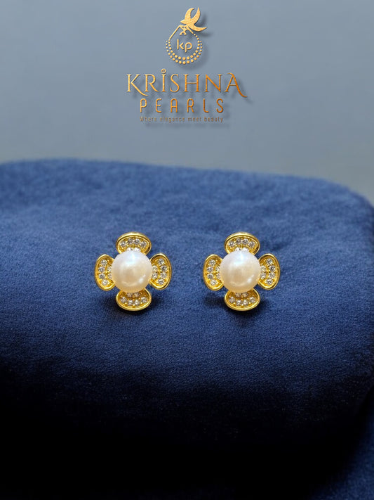 92.5 Purity Silver Floral Pearl Studded Earrings