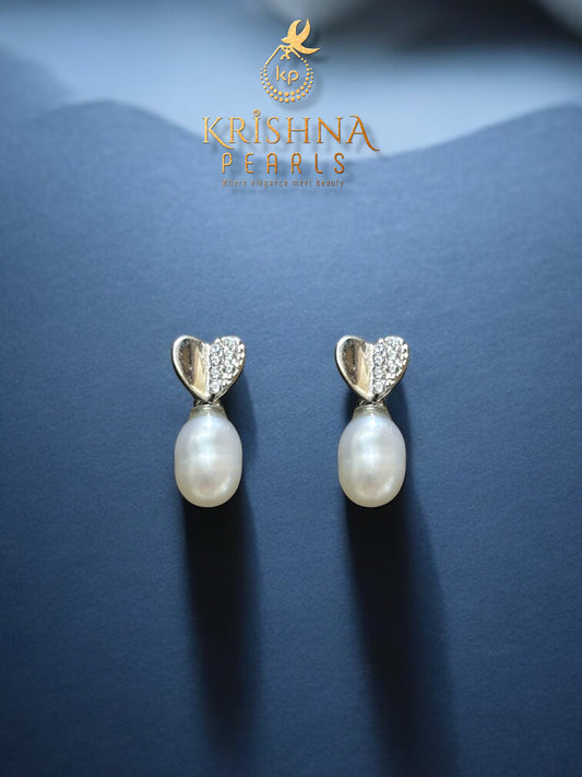 92.5 Pure Silver Heart Shape Pearl Droplets Hangings
