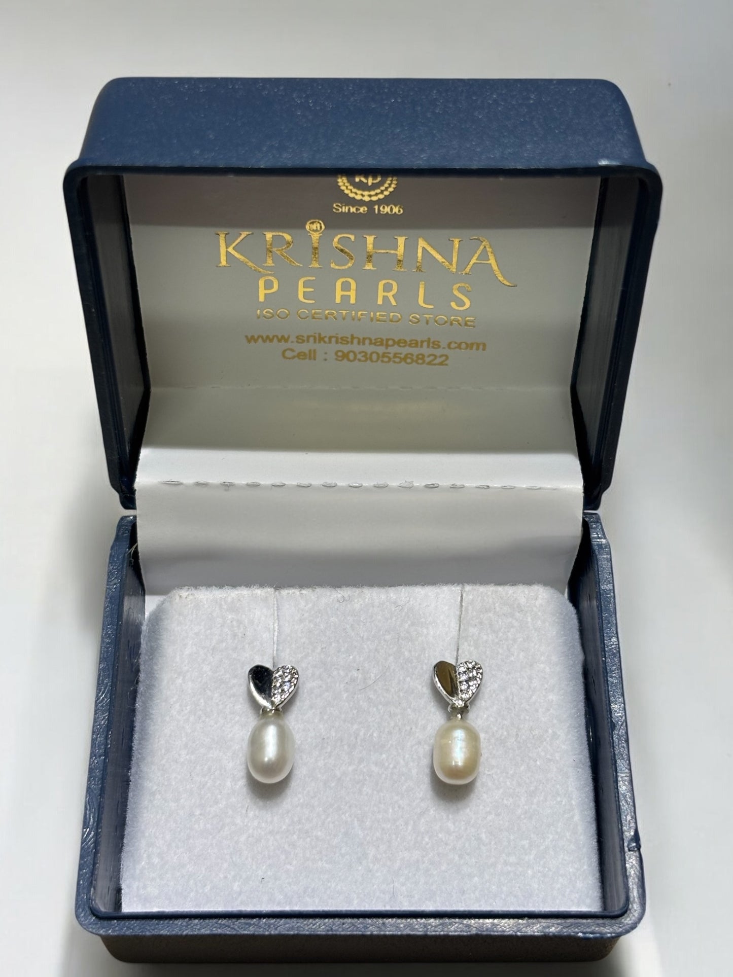 92.5 Pure Silver Heart Shape Pearl Droplets Hangings