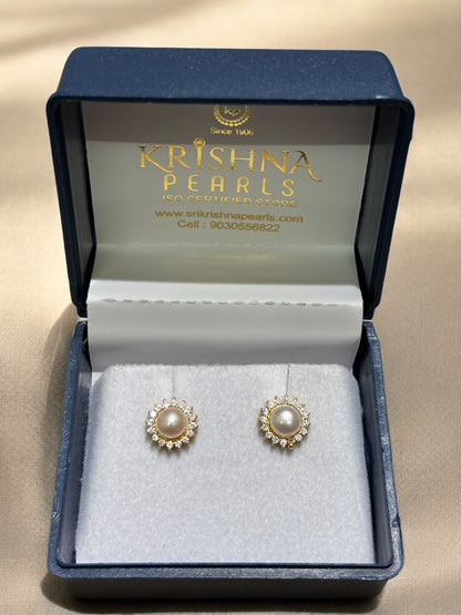 92.5 Pure Silver Classic pearls Studded Earrings
