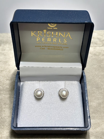 92.5 Pure Silver Cute Pearl Studded Earrings