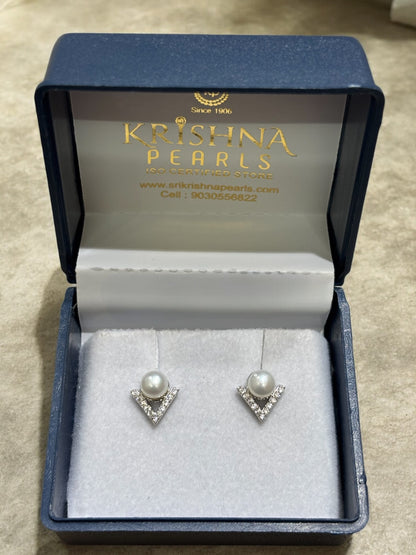 92.5 Pure Silver Pretty Pearl Studded Earrings