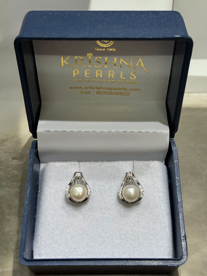 92.5 Pure Silver Celestial Cage Pearl Studded Earrings
