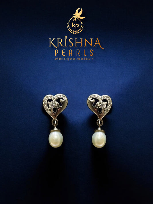 92.5 Pure Silver Cute Heart Pearl Hangings