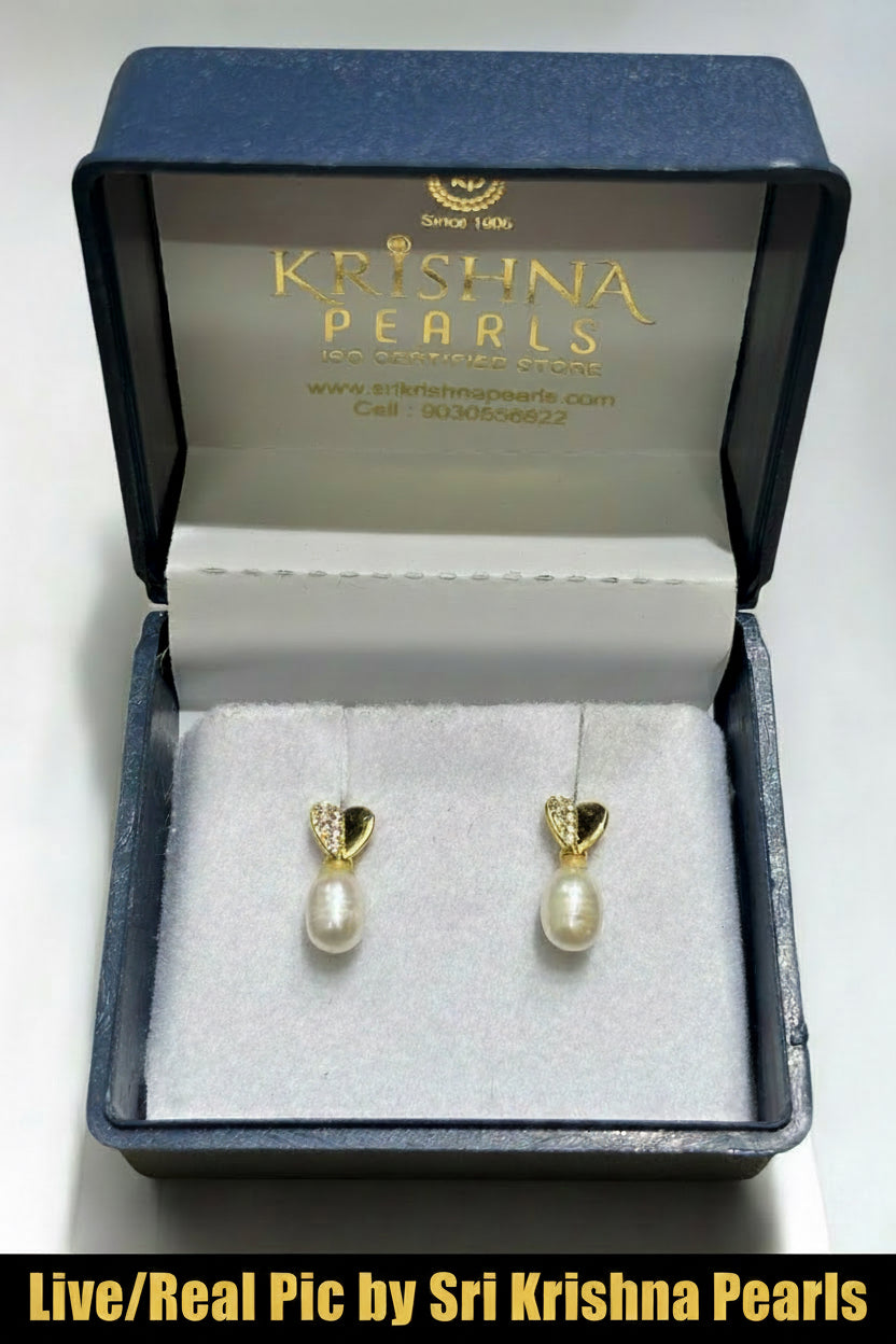 92.5 Pure Silver Heart Shape Pearl Droplets Hangings