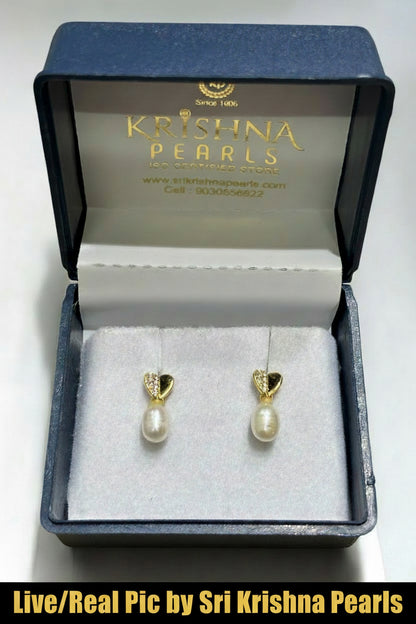 92.5 Pure Silver Heart Shape Pearl Droplets Hangings