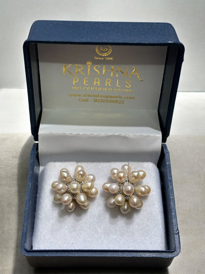 Adorable Pink Pearls Cluster Studs