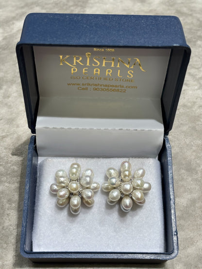 Adorable White Pearls Cluster Studs