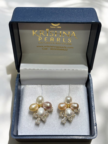 Adorable Multicolour Pearls Studded Earrings