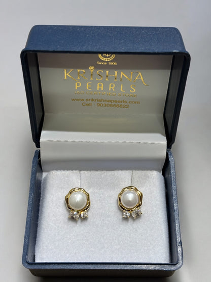 Pearl Studded Earrings 92.5 Post Pin Silver Cute