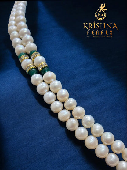 Rajkumari Heritage 92.5 Silver Two-Row Pearl Necklace Set
