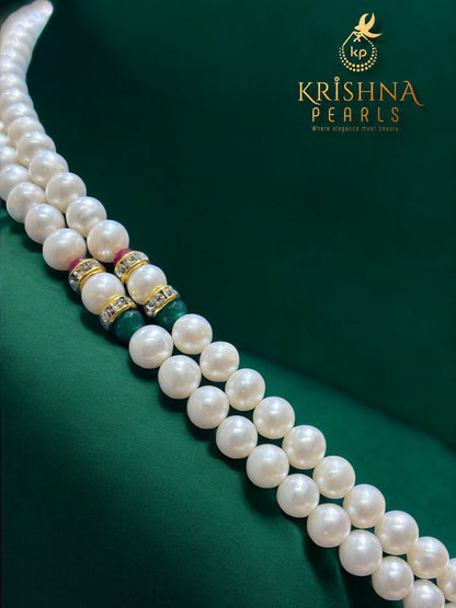 Rajkumari Heritage 92.5 Silver Two-Row Pearl Necklace Set
