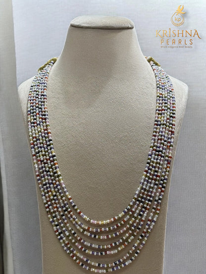 Seven Layers Multi colour Cz Stones Necklace