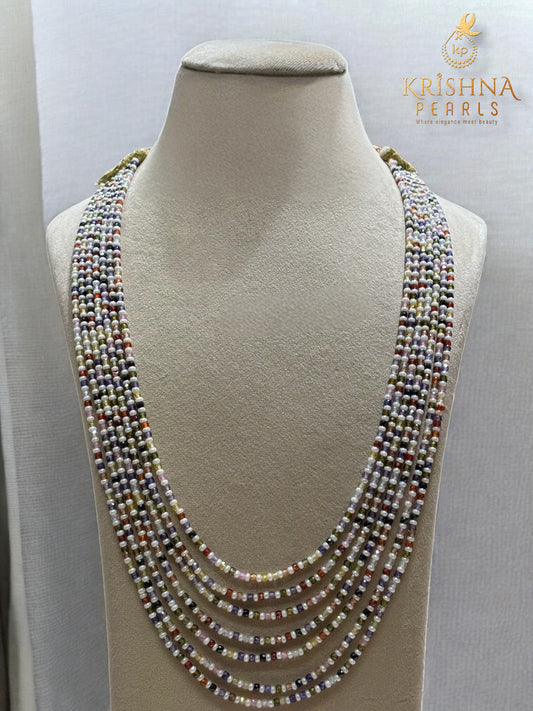 Seven Layers Multi colour Cz Stones Necklace