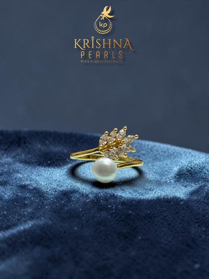 Simple Adjustable Size Pearl Finger Ring