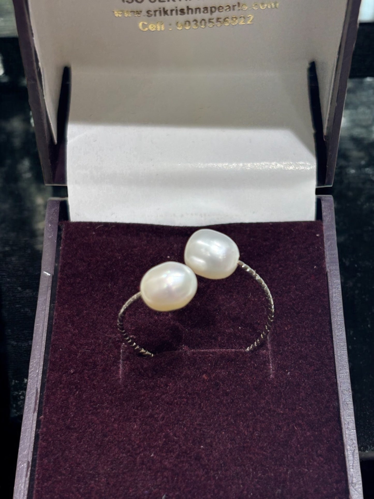 Cute Double Pearl Finger Ring