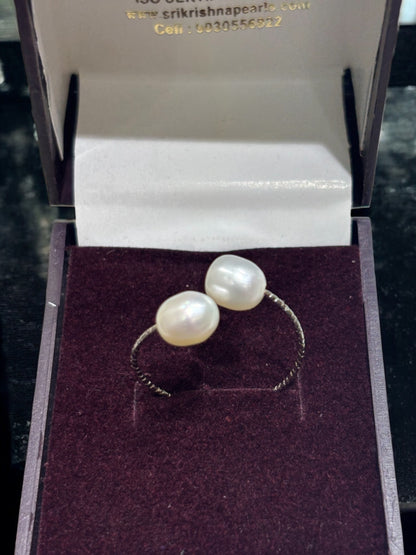 Cute Double Pearl Finger Ring