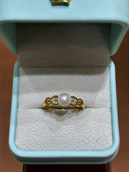 Engagement Pearl Finger Ring - Heart Shape for Connecting Hearts