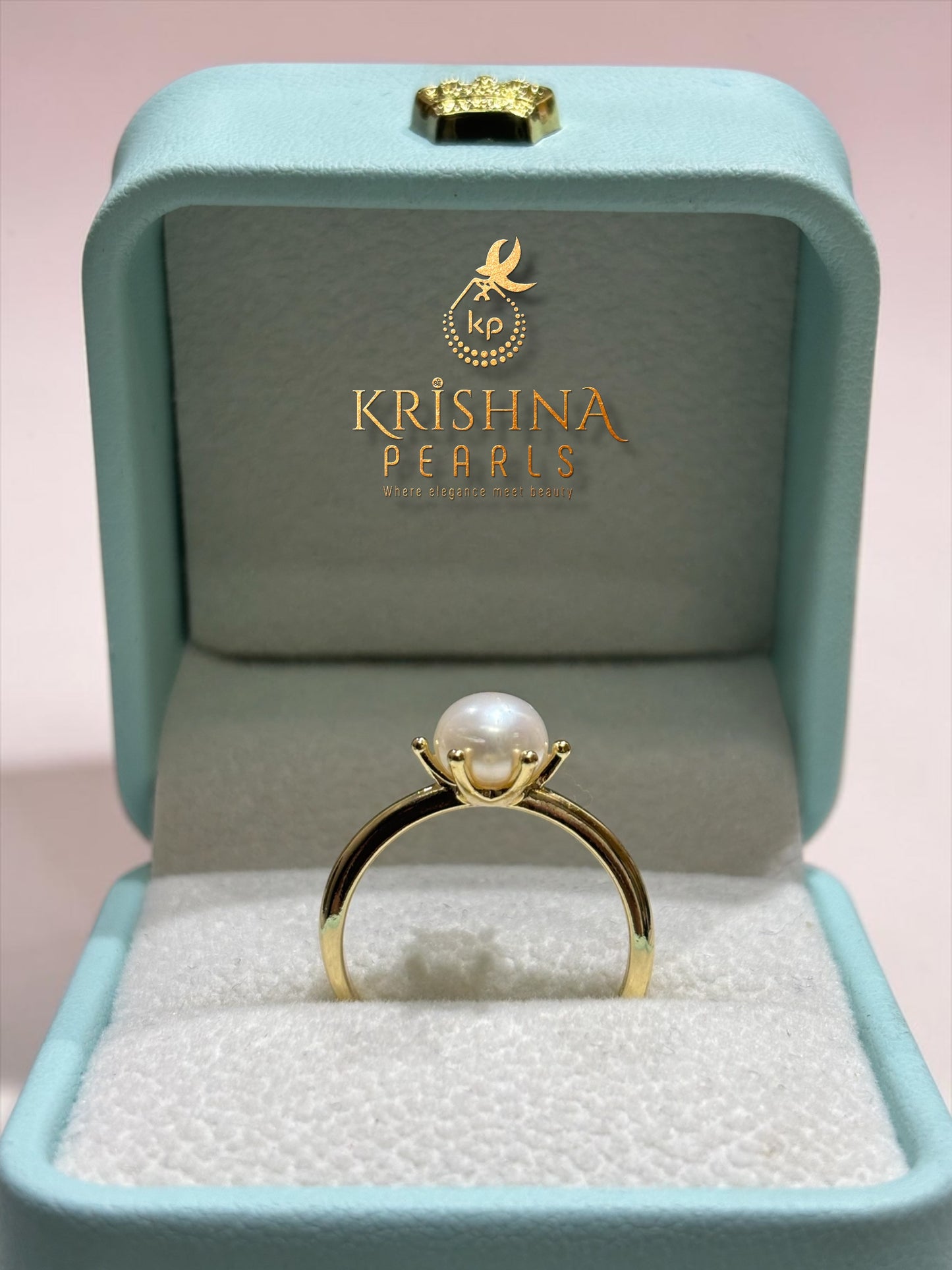 Pearl Finger Ring Free Size - Crown Pattern