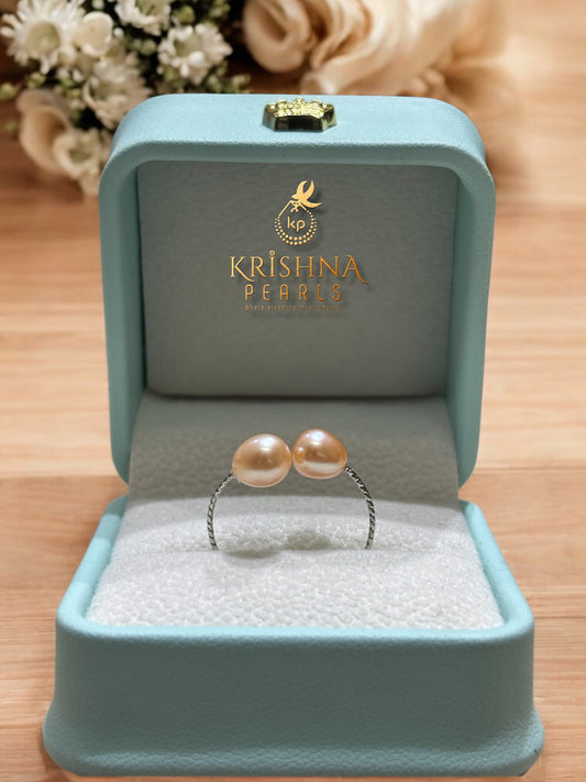 Cute Double Pearl Finger Ring