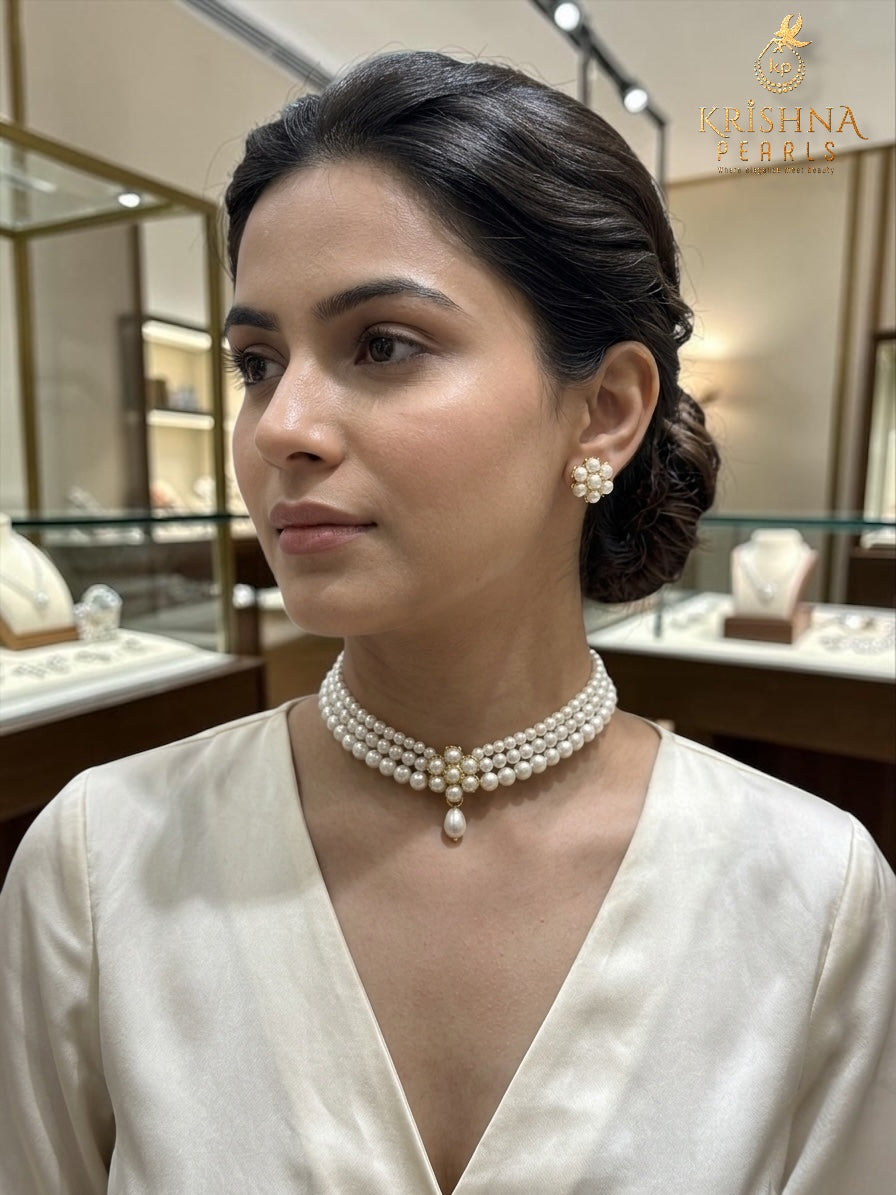 Three Layers Original Pearls Choker