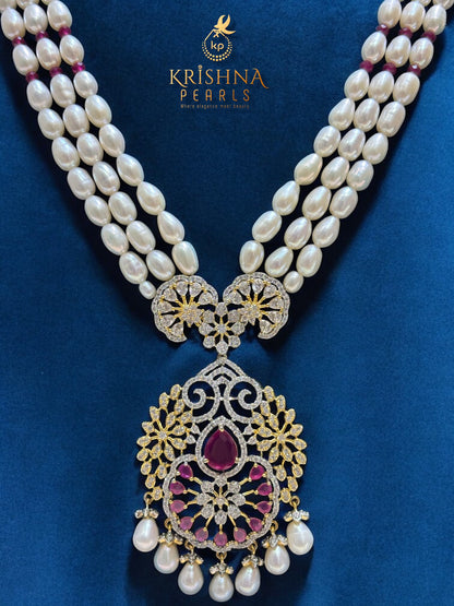 Exclusive Ruby & Pearl Studded Necklace Set