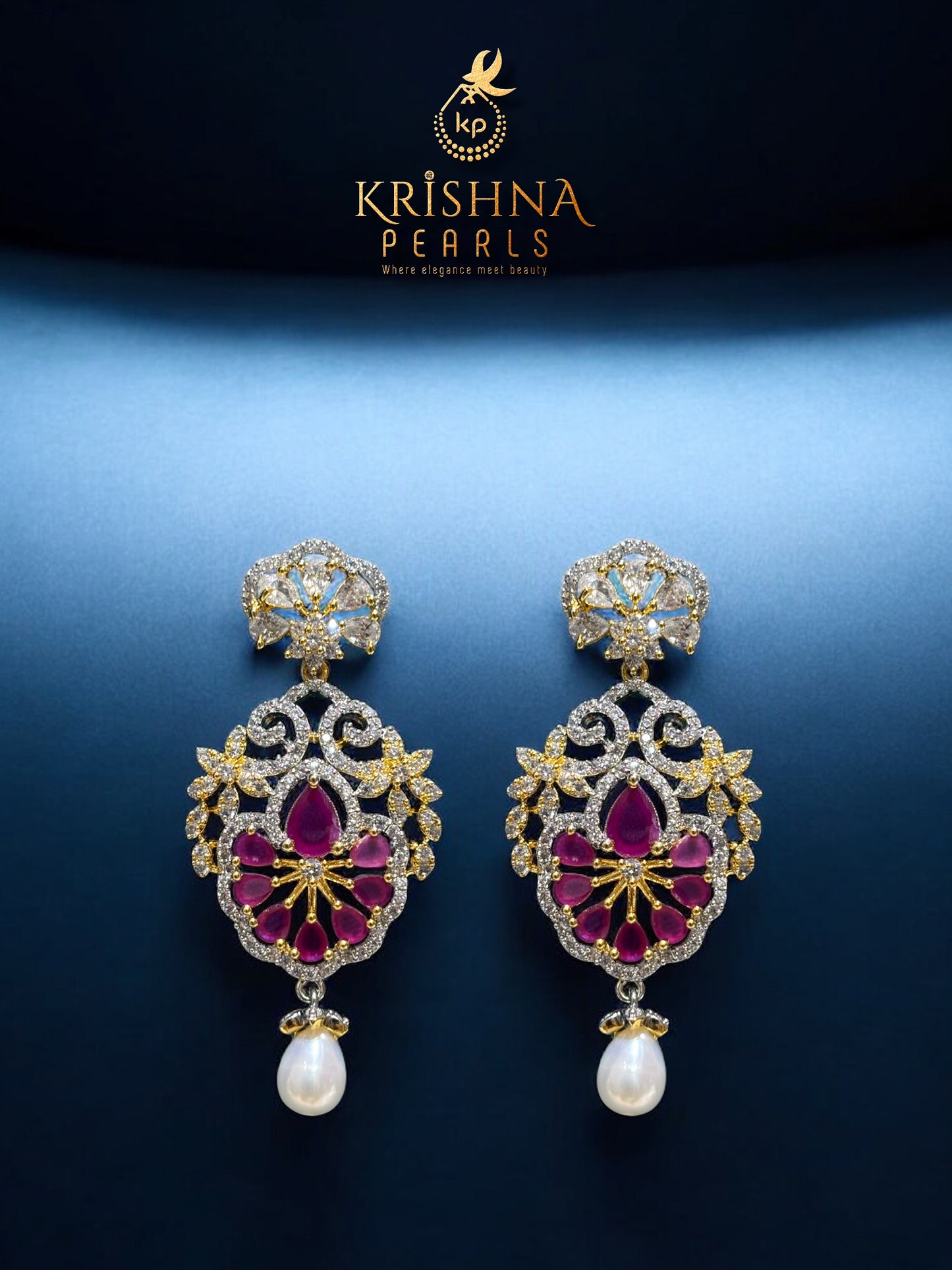 Exclusive Ruby & Pearl Studded Necklace Set