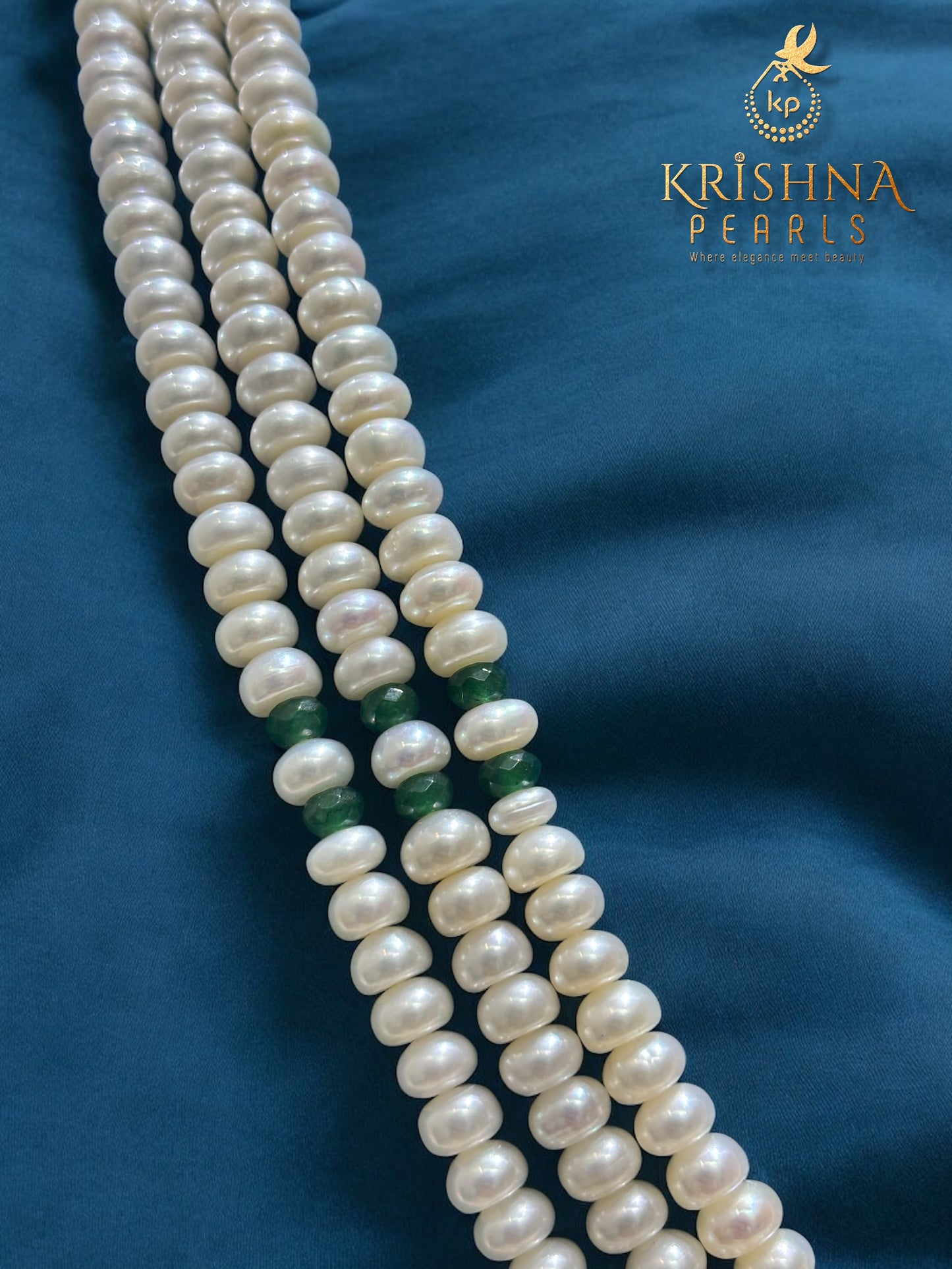 Emerald & Pearl Studded Three Rows Set