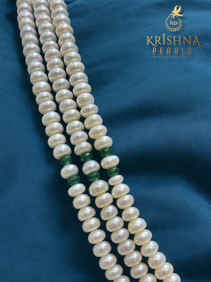 Emerald & Pearl Studded Three Rows Set