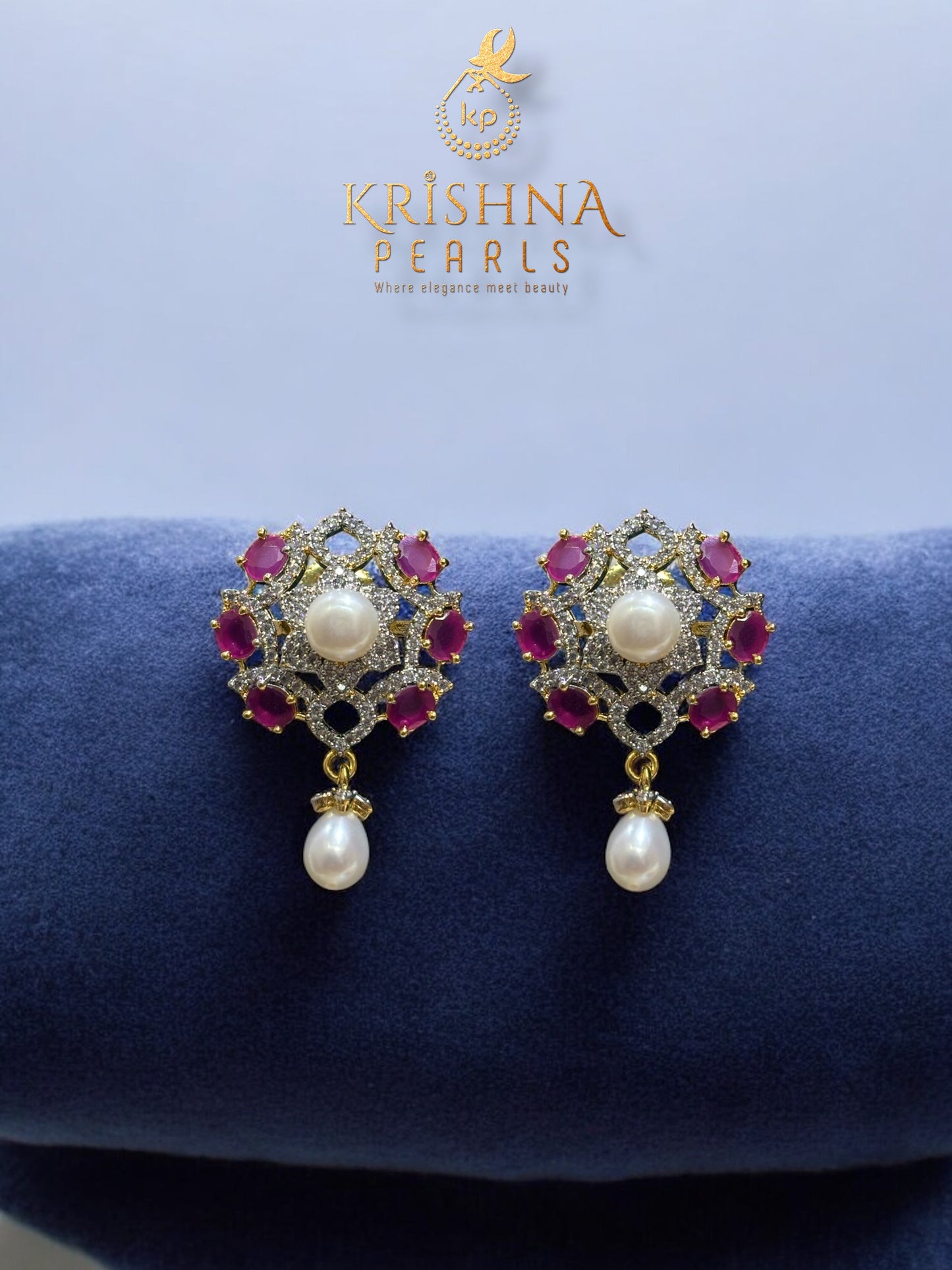 Royal Ruby & Pearl Studded Three Rows Set