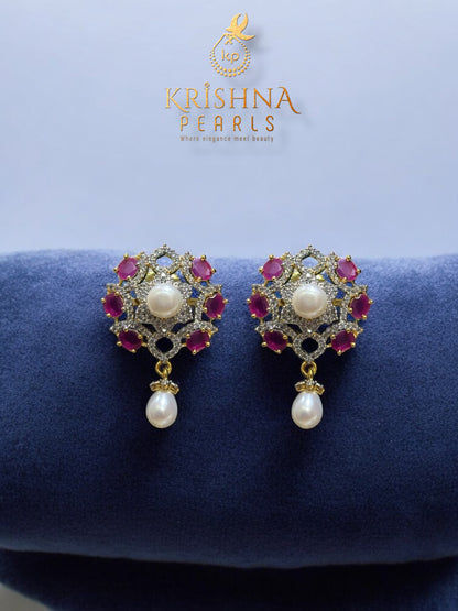Royal Ruby & Pearl Studded Three Rows Set