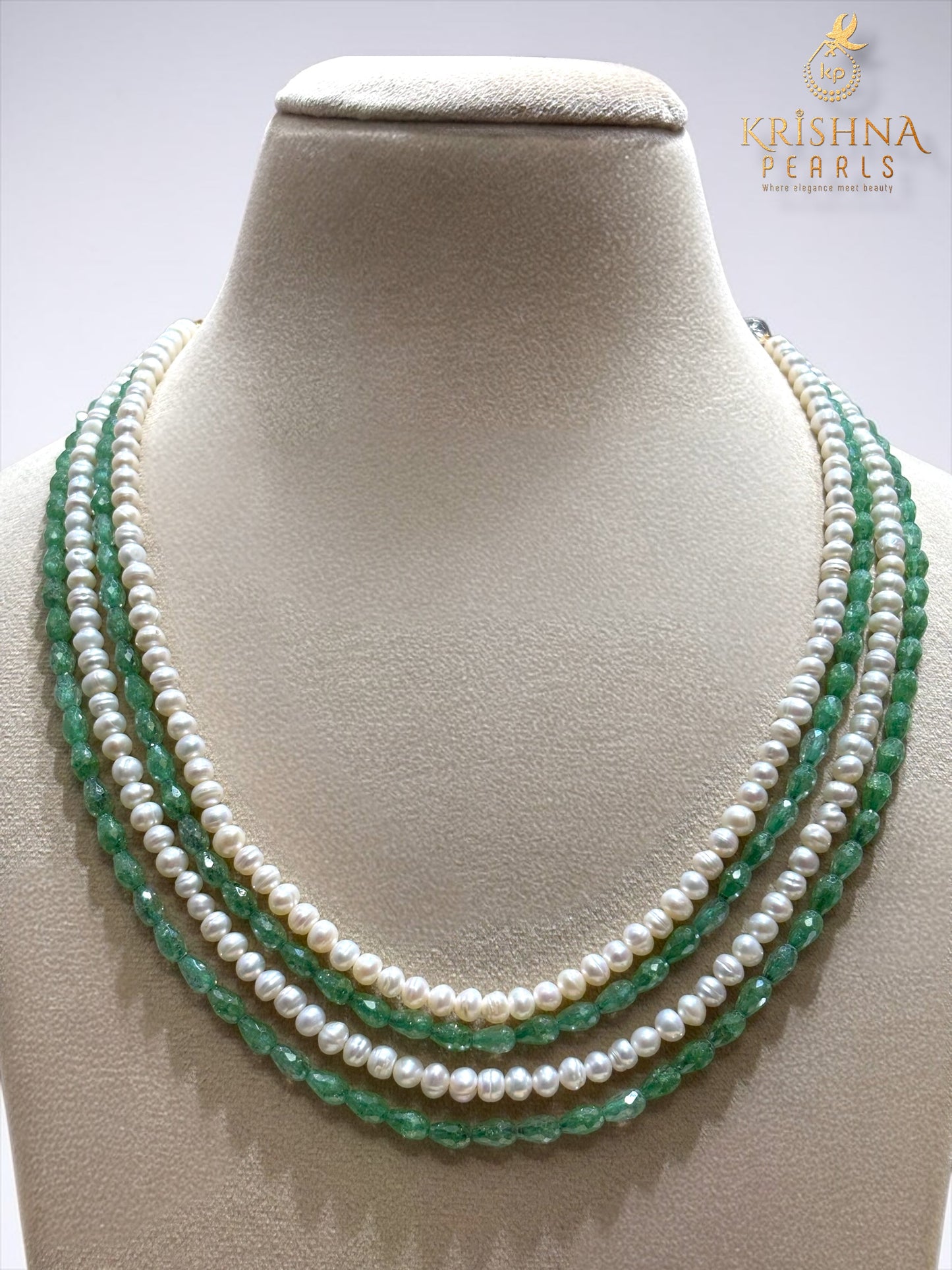 Emerald Harmony 4-Layer Freshwater Pearl Necklace Set