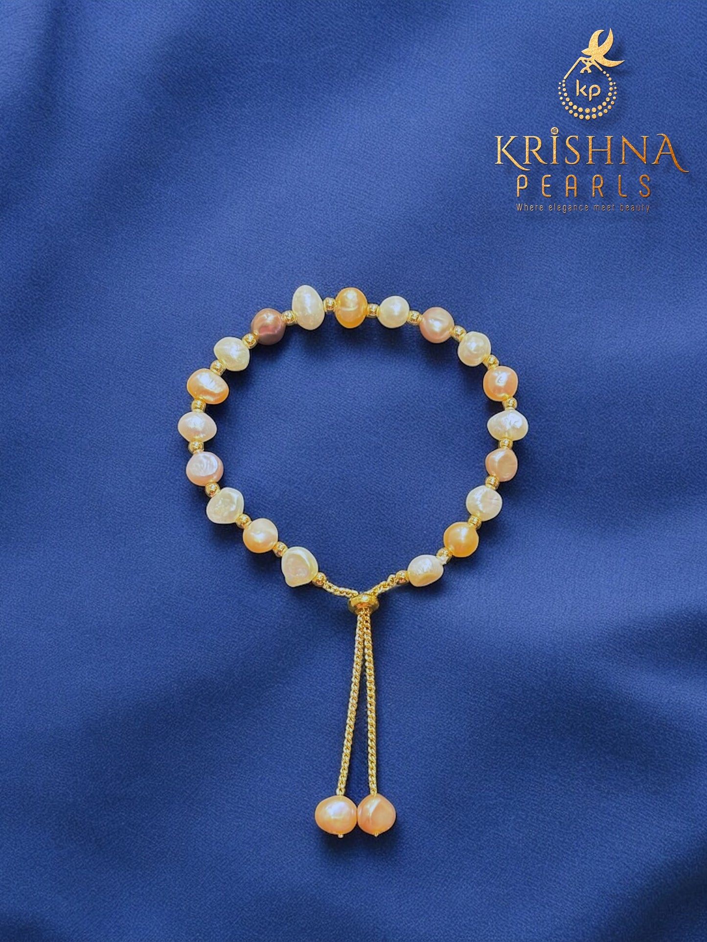 Beautiful White,Pink & Peach Baroque Pearls Bracelet