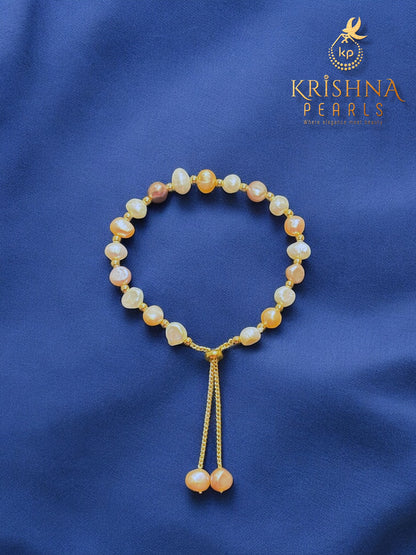 Beautiful White,Pink & Peach Baroque Pearls Bracelet