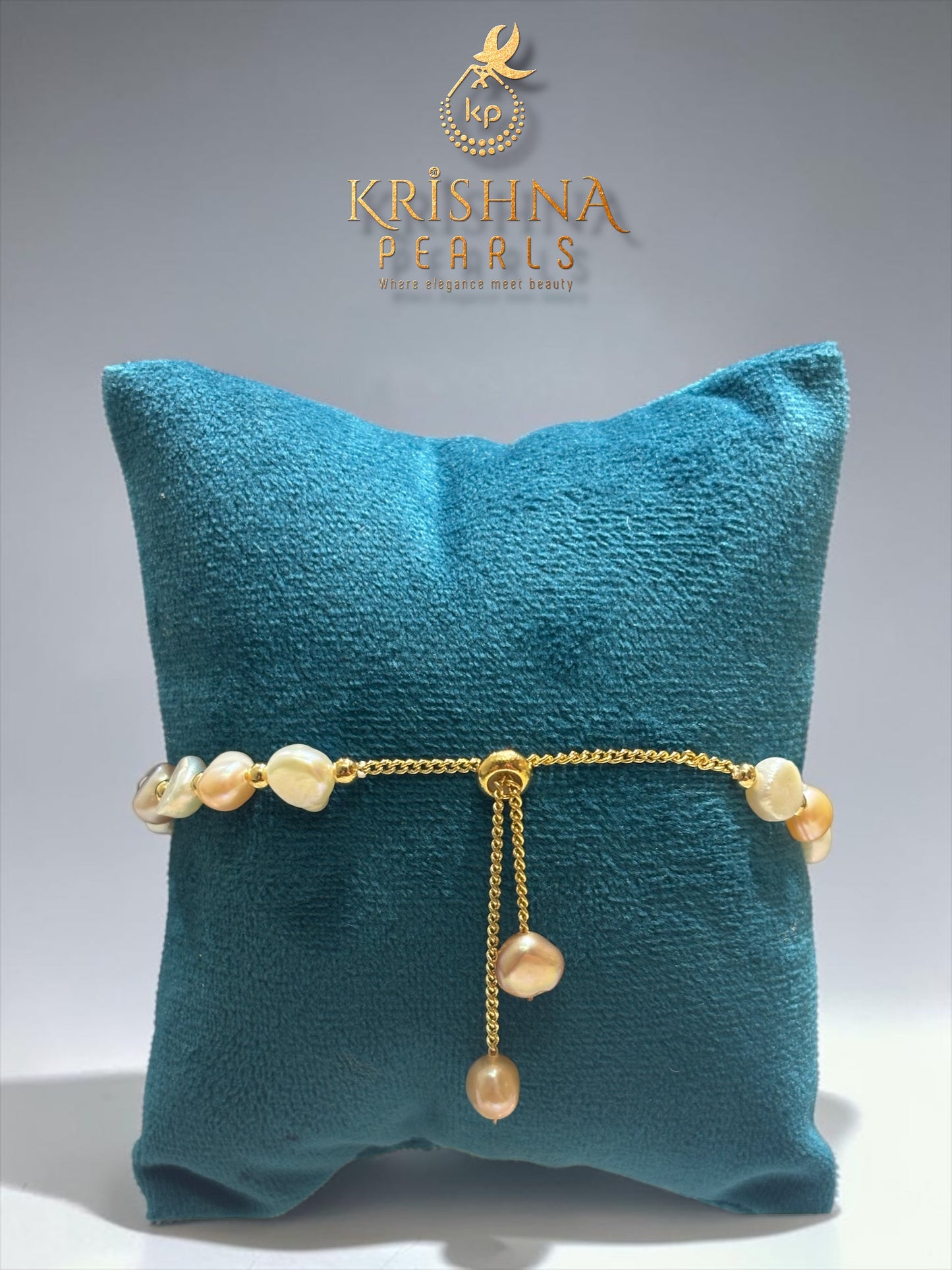 Beautiful White,Pink & Peach Baroque Pearls Bracelet