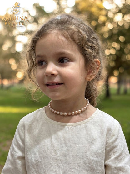 Adorable Pink Pearls Gradation Necklace & Bracelet For Kids 1-5 yrs