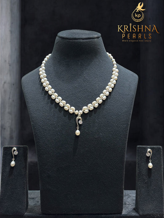 Luminous Pearls Double Layer Necklace Set