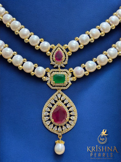 Finger Ring Pearl Necklace Set
