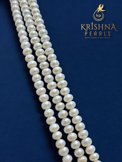 Sri Krishna Pearls Imperial Navratna & 3 Strands Pearls Necklace Set