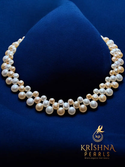 Beautiful Pink & White Button Pearls Necklace
