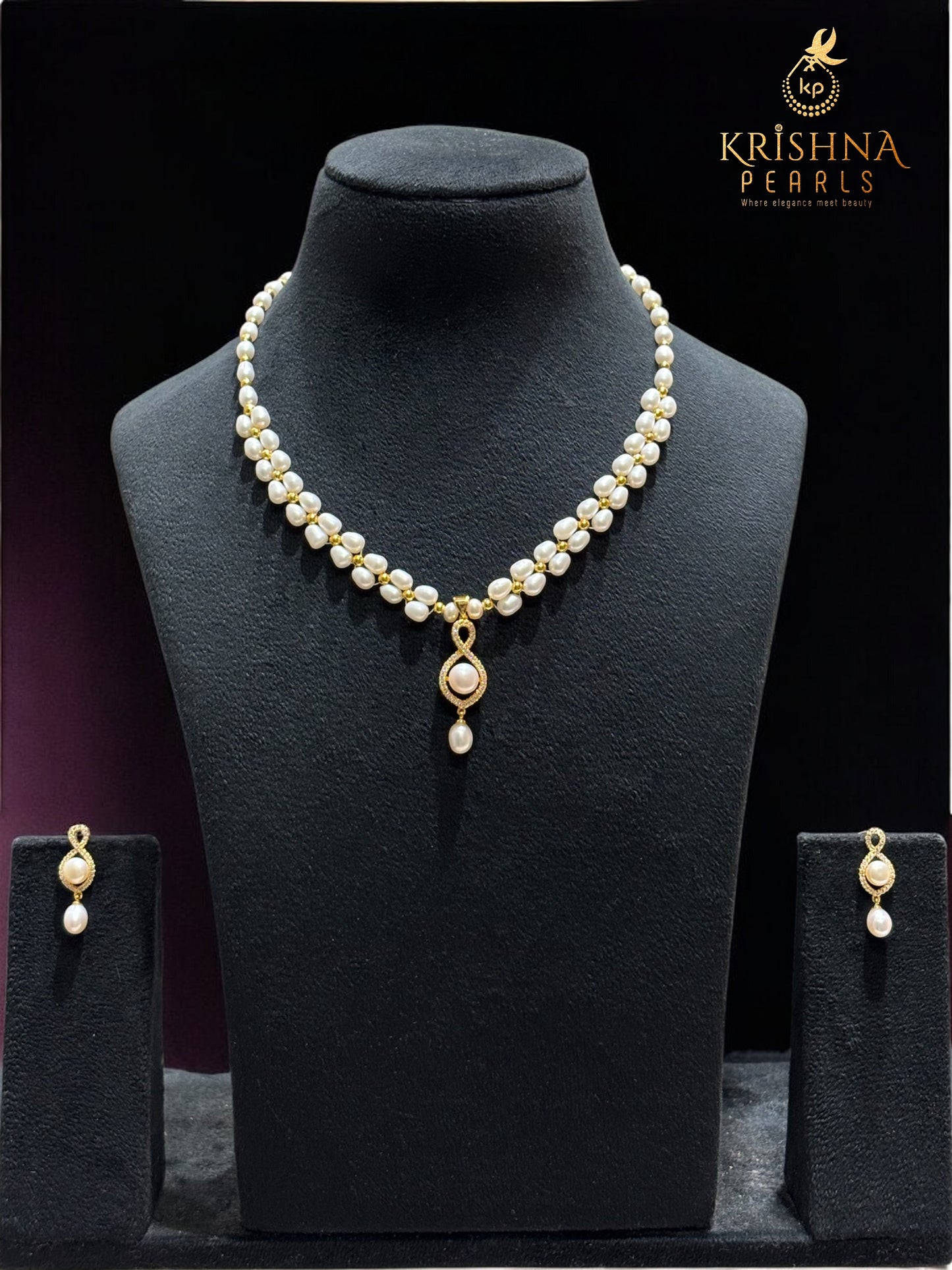 Celestial Bloom Double-Strand Pearls Necklace Set