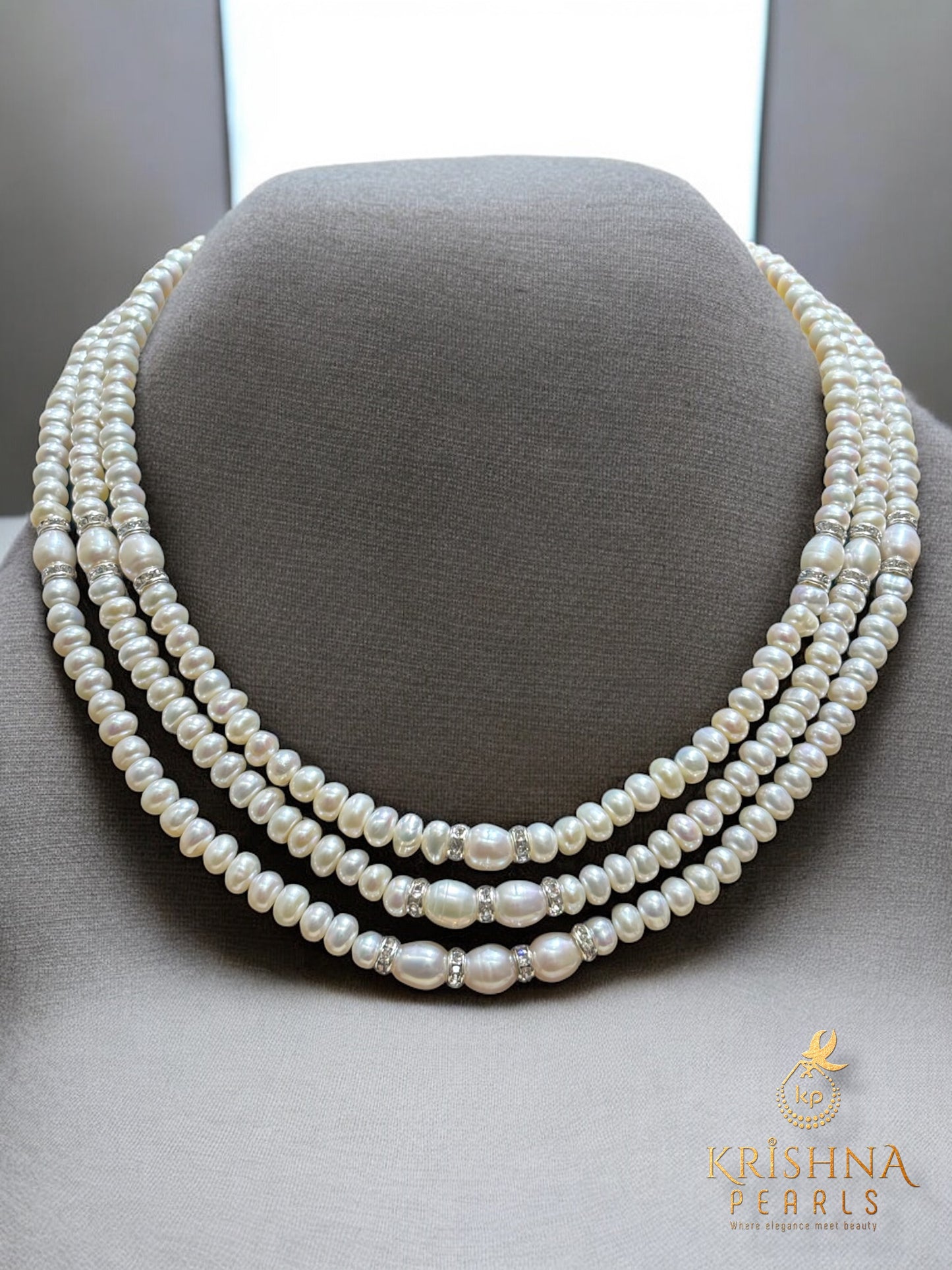 Authentic Pearls Three Layers Necklace Set