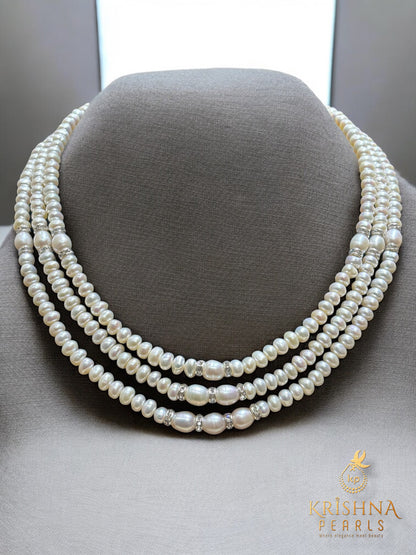 Authentic Pearls Three Layers Necklace Set