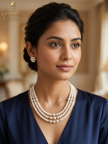 Authentic Pearls Three Layers Necklace Set