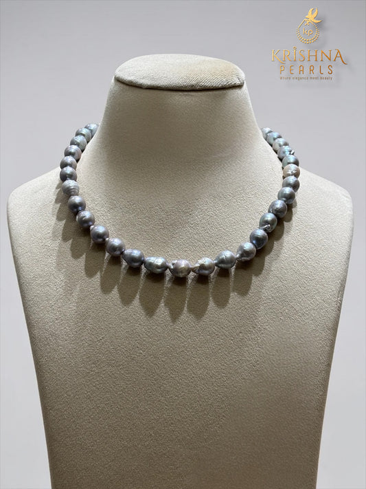 Original Baroque Grey Pearls Necklace Set