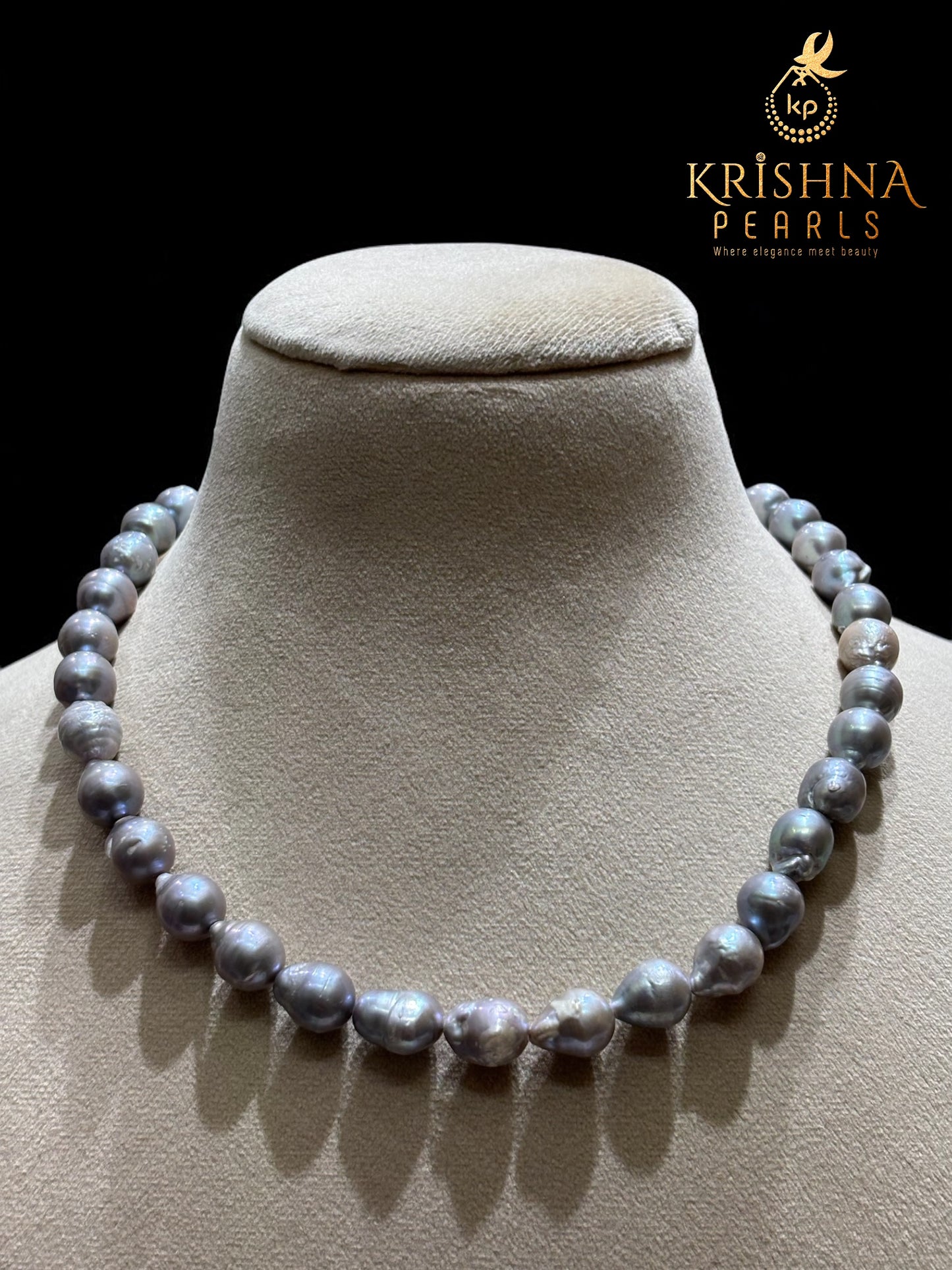 Original Baroque Grey Pearls Necklace Set