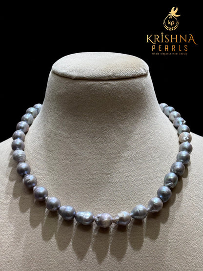 Original Baroque Grey Pearls Necklace Set