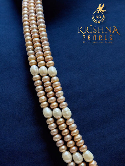 Classic Three Layers Pink & White Pearls Necklace Set
